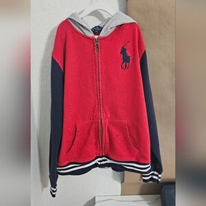 Kids Red and Navy Zip-Up Hoodie